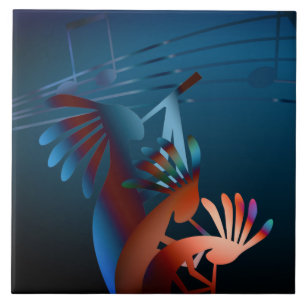 Kokopelli Blues Music 2 6" Kakelplatta