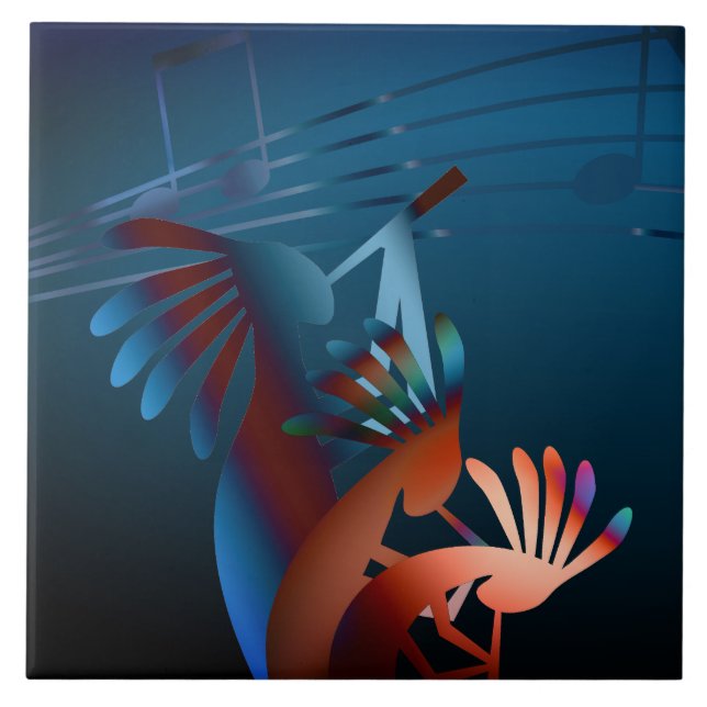 Kokopelli Blues Music 2 6" Kakelplatta (Framsidan)