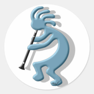 Kokopelli Clarinet Runt Klistermärke