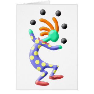 Kokopelli clown hälsningskort