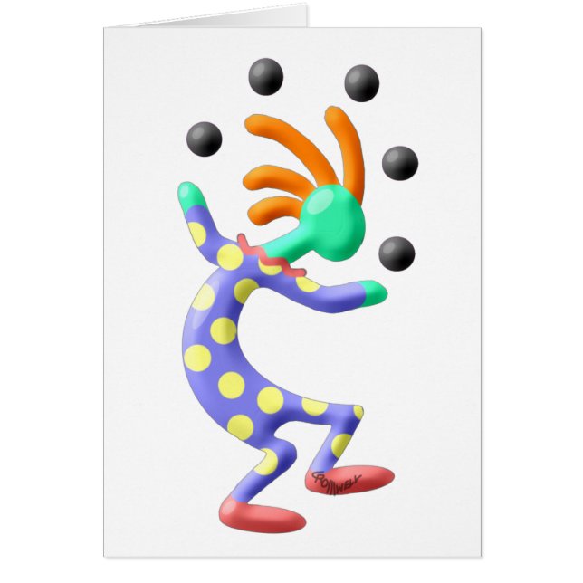 Kokopelli clown hälsningskort (Framsidan)