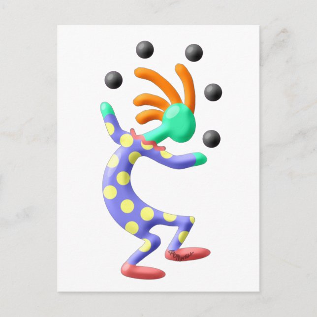 Kokopelli Clown Vykort (Framsida)