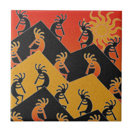 Kokopelli Dance Desert Sunset Southwest Kakelplatta