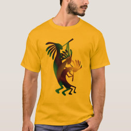 Kokopelli Dance Musician Guld Tee Shirt