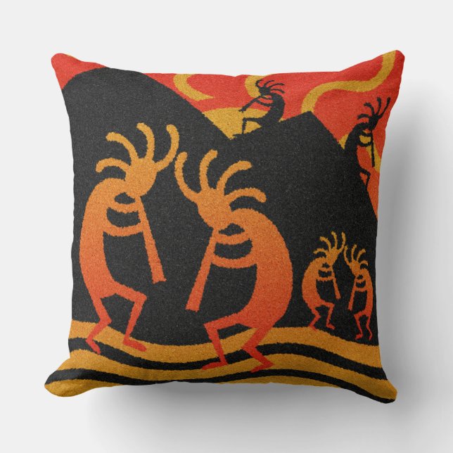 Kokopelli Decorative Pillow i sydvästra design Kudde (Framsida)