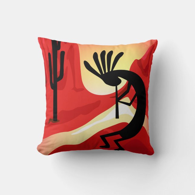 Kokopelli Desert Sunset Pillow Kudde (Framsida)