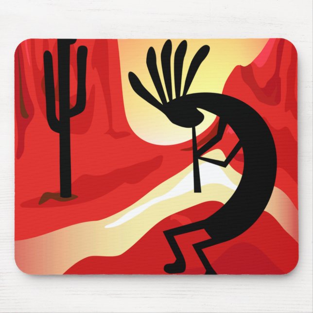 Kokopelli Desert Sunset Southwest Mousepad Musmatta (Framsidan)