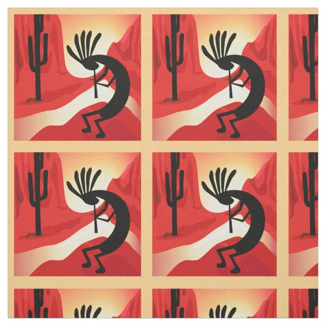 Kokopelli Desert Sunset Southwest Tyg (Provkarta)
