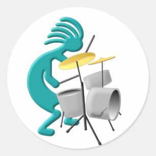 Kokopelli Drummer Runt Klistermärke