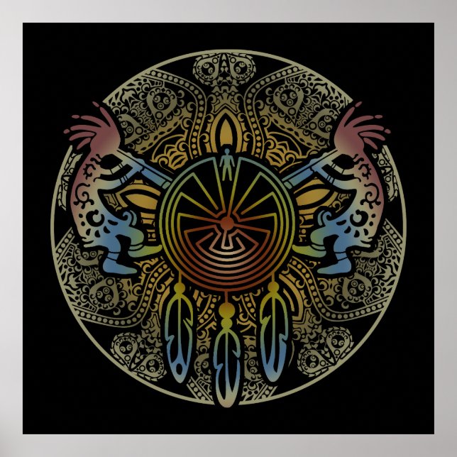 Kokopelli Duo - Man i Maze - Dreamcatcher 1 Poster (Framsidan)