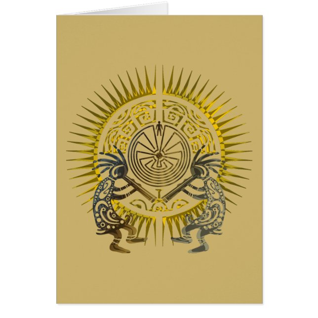 Kokopelli Duo - människan i Maze - Sol 1 Hälsningskort (Framsidan)