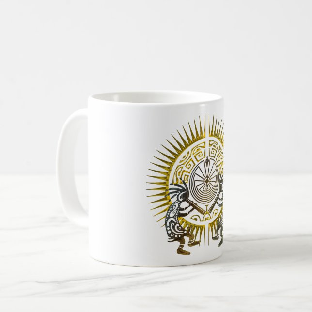 Kokopelli Duo - människan i Maze - Sol 1 Kaffemugg (Framsida vänster)