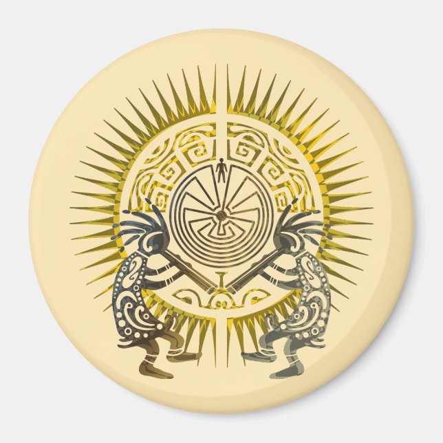 Kokopelli Duo - människan i Maze - Sol 1 Magnet (Framsidan)