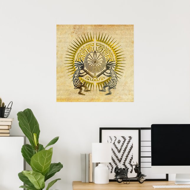 Kokopelli Duo - människan i Maze - Sol 1 Poster (Hemmakontoret)