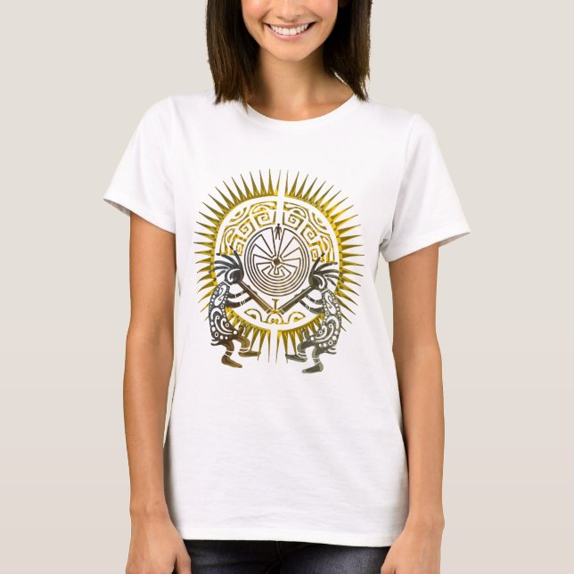 Kokopelli Duo - människan i Maze - Sol 1 T Shirt (Framsida)