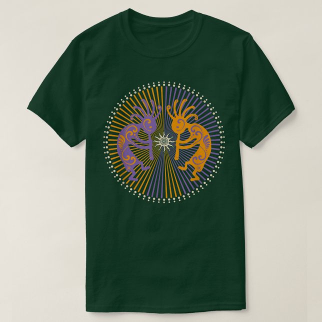 Kokopelli Duo - Rays Circle - Spirit Of Sun Music  T Shirt (Design framsida)