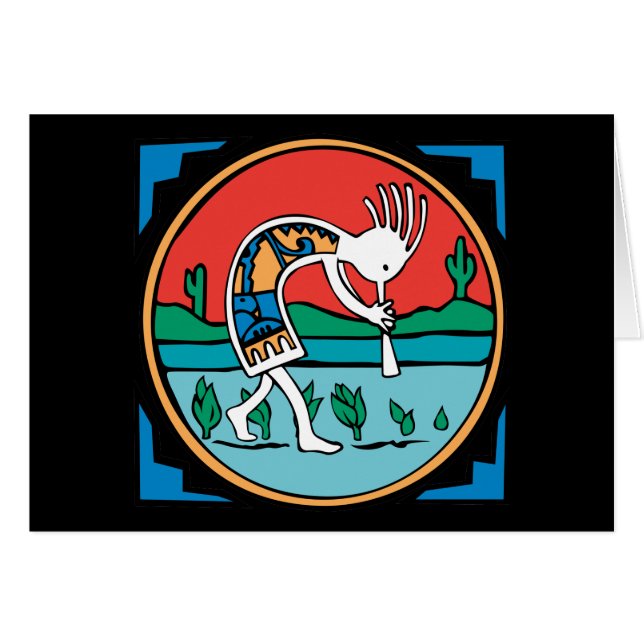Kokopelli färg hälsningskort (Framsidan Horizontal)