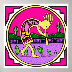 Kokopelli flöjtspelare av ökenaffischen poster