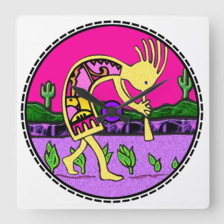 Kokopelli Flute Player Southwest Clock Fyrkantig Klocka