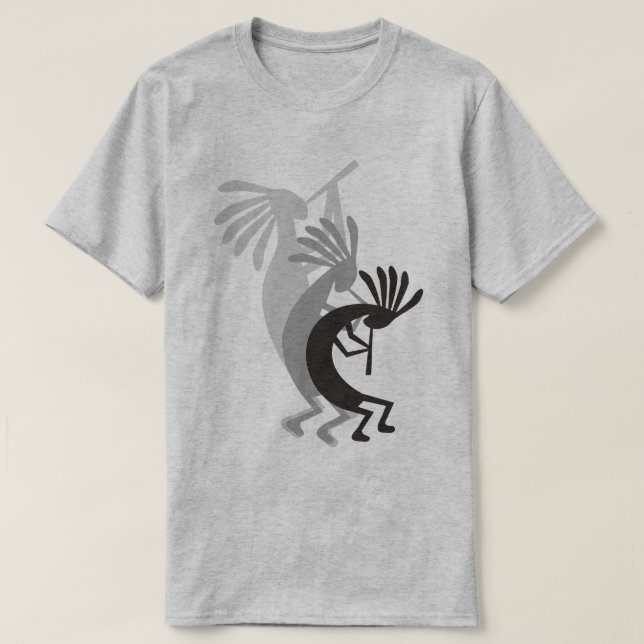 Kokopelli Gets Down Music Manar Grått Basic Tee Shirt (Design framsida)