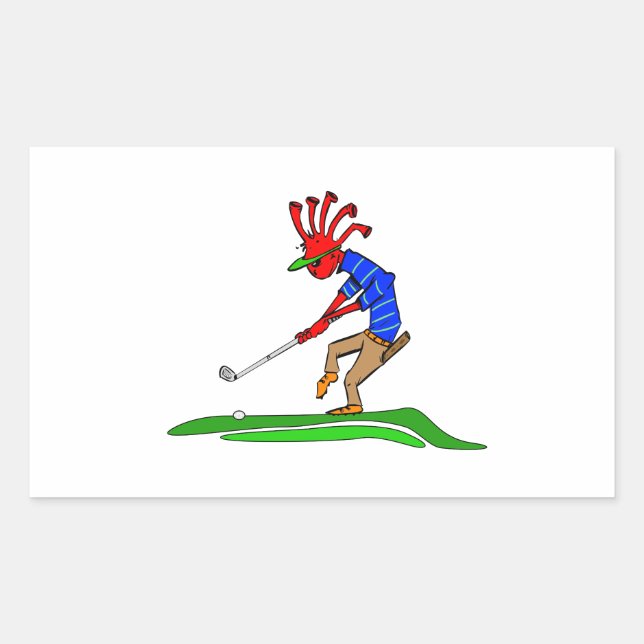 Kokopelli Golfer Rektangulärt Klistermärke (Framsida)