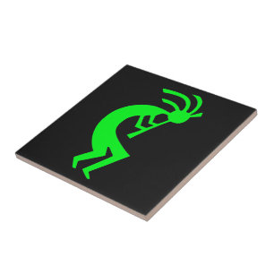 Kokopelli grönt kakelplatta