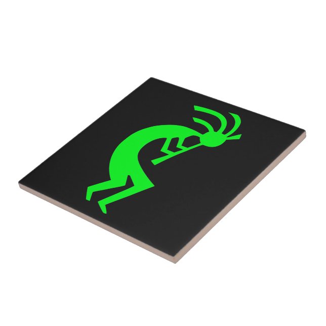 Kokopelli grönt kakelplatta (Sidan)