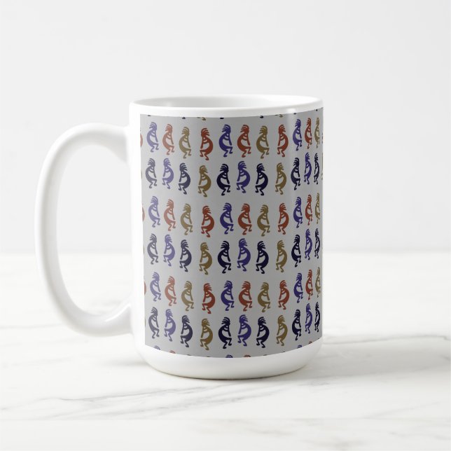 Kokopelli Group of Flute Pay Figurer Coffee Mu Kaffemugg (Vänster)