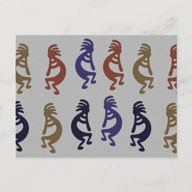 Kokopelli Group of Flute Pay Figurer Coffee Mu Vykort (Framsida)