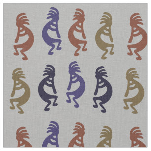 Kokopelli Group of Flute Play Figurer Fabric Tyg