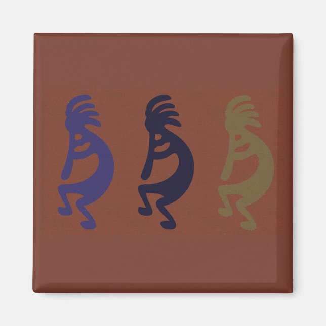Kokopelli Group of Flute Play Figurer Magnet (Framsidan)