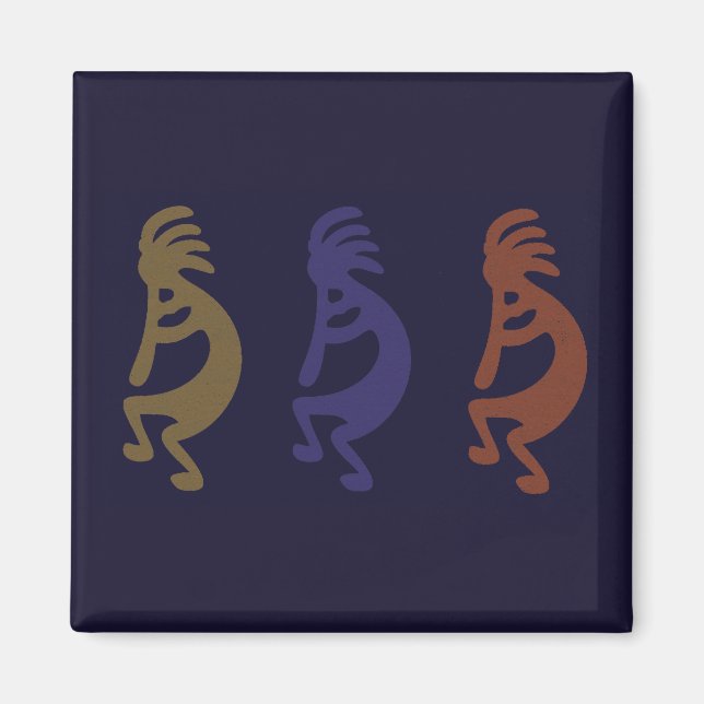 Kokopelli Group of Flute Play Figurer Magnet (Framsidan)