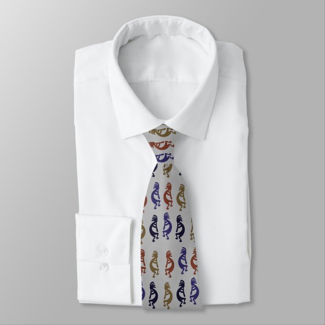 Kokopelli Group of Flute Spela Figurer Neck Tie Slips (Bunden)