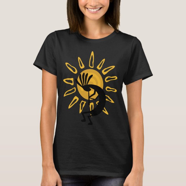Kokopelli Guld Dam Petite T-Shirt: Tee (Framsida)
