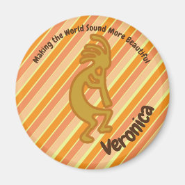 Kokopelli Guld Orange Rand Flute Player Magnet