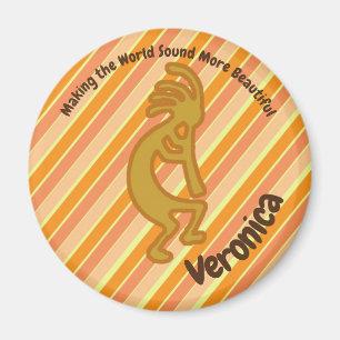 Kokopelli Guld Orange Rand Flute Player Magnet