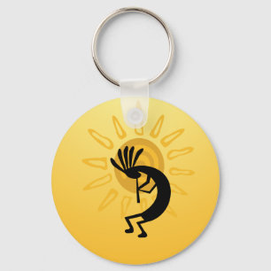 Kokopelli Guld Sol Anpassningsbar Nyckelring