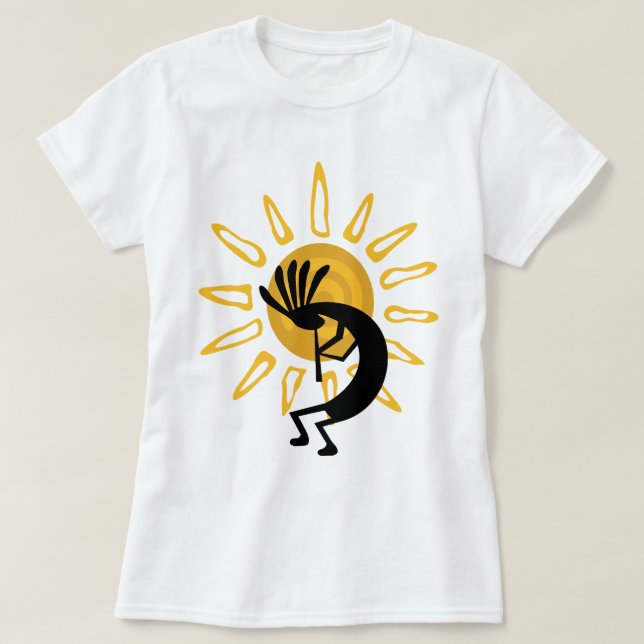 Kokopelli Guld Sol Dam Basic T-shirt (Design framsida)