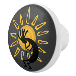 Kokopelli Guld Sol Southwest Door Knob Knopp