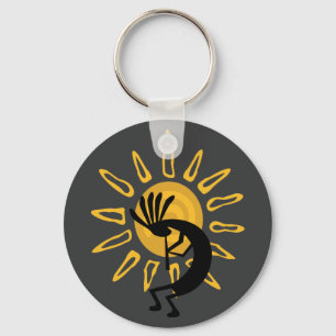 Kokopelli Guld Sol Southwest Nyckelring