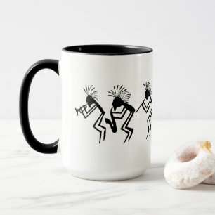Kokopelli Horn och Flute Player Petroglyf Mugg