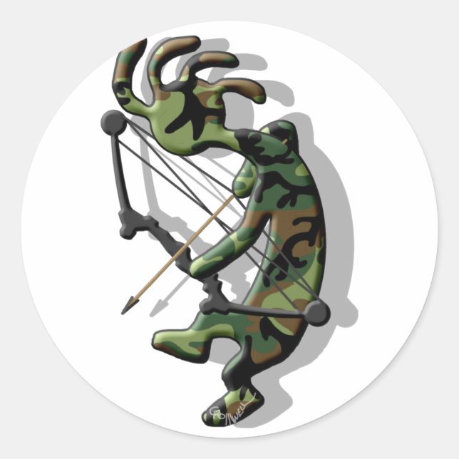 Kokopelli Hunter Runt Klistermärke (Framsida)