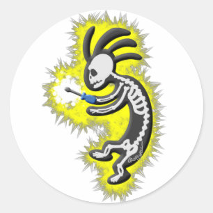 Kokopelli indianelektriker runt klistermärke