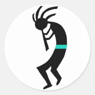 Kokopelli -- Indianflöjtspelare Runt Klistermärke
