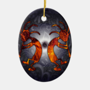 kokopelli julgransprydnad keramik