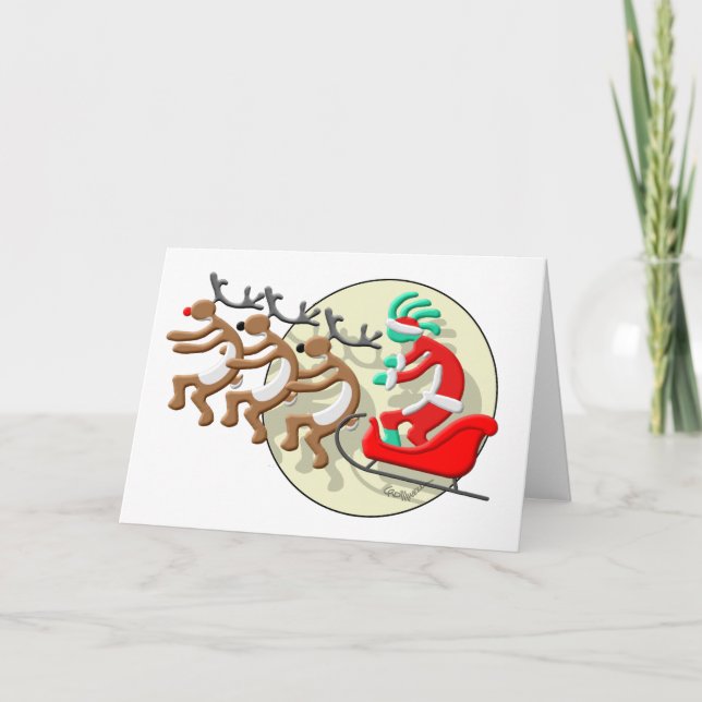 Kokopelli jultomten helgkort (Framsida)