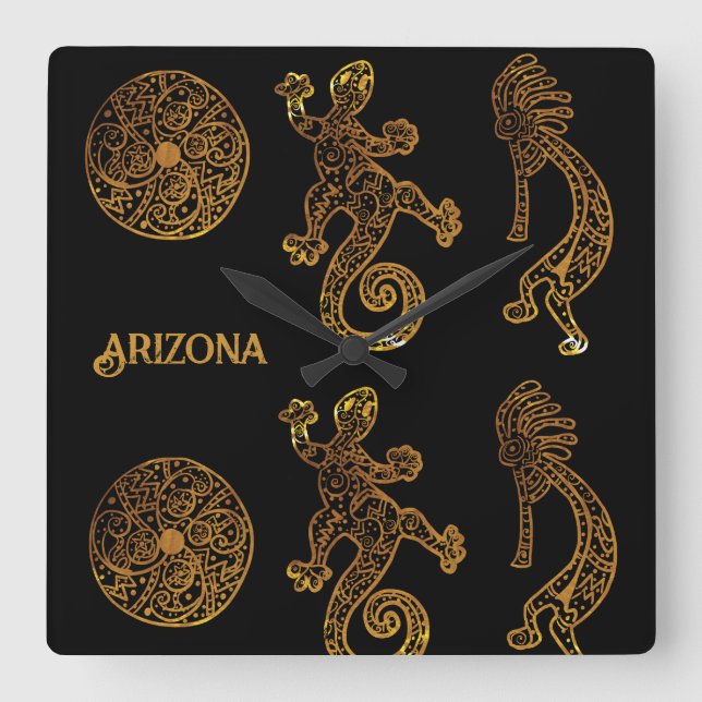 Kokopelli-konst Fyrkantig Klocka (Framsida)