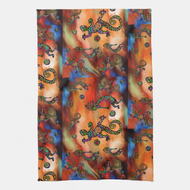 Kokopelli-konst Kökshandduk (Vertikal)