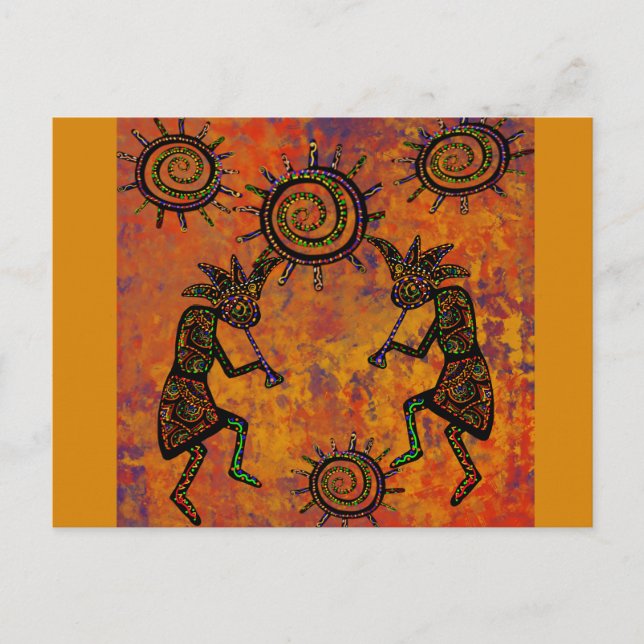 Kokopelli konst kökshandduk vykort (Framsida)
