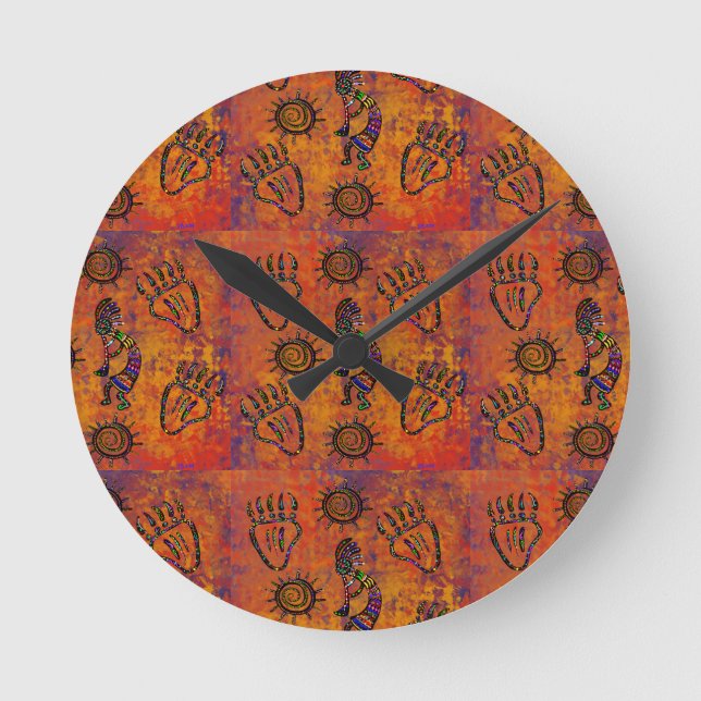 Kokopelli-konst Rund Klocka (Framsida)